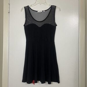 VINCE. black dotted lace overlay mini swing dress size Large Nwot